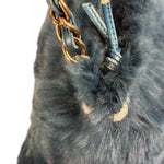 Chanel Dark Green Rabbit Fur/Leather Trim Shoulder Bag 2000