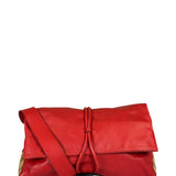 Burberry Red Leather Haymarket Check Shoulder Bag