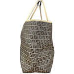 Fendi Vintage Beige Canvas Zucca Shoulder Tote