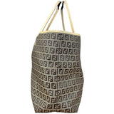 Fendi Vintage Beige Canvas Zucca Shoulder Tote