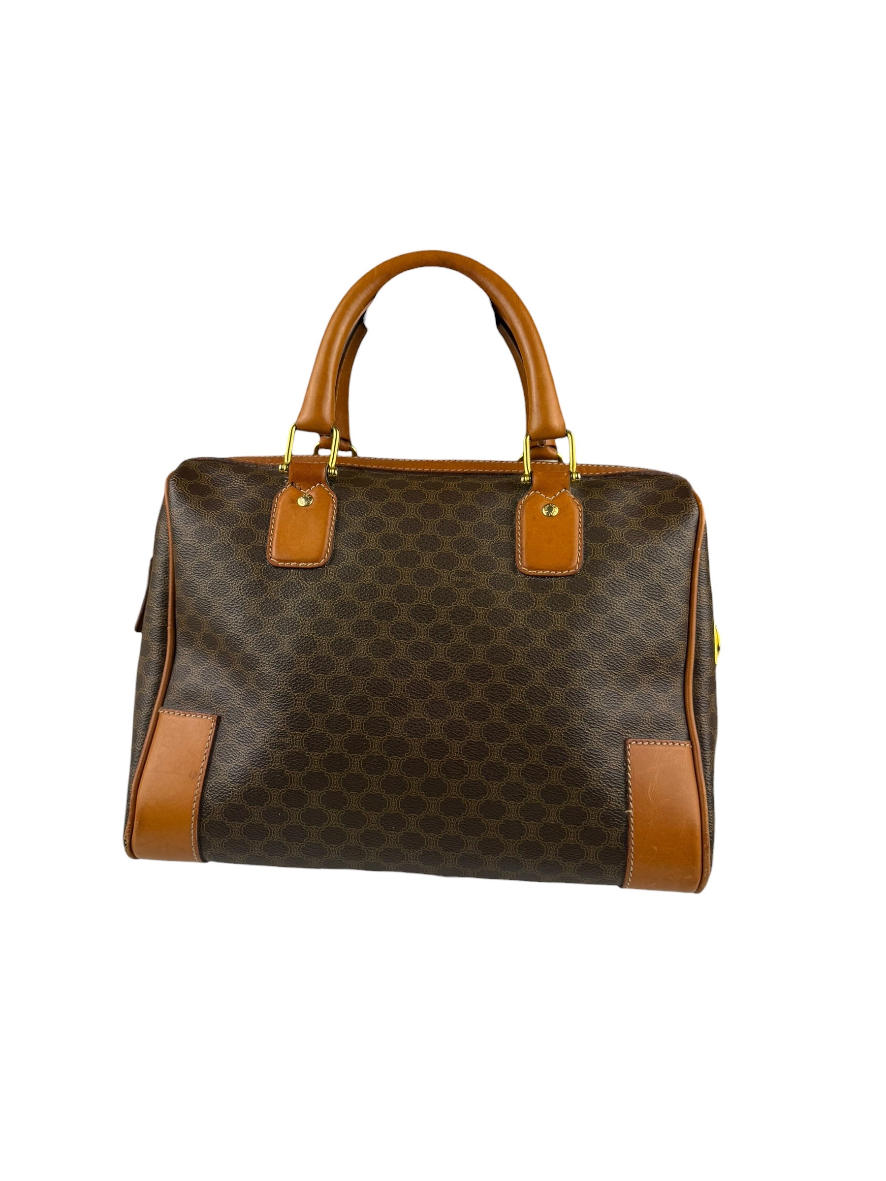 Celine Vintage Macadam Canvas Boston Bag