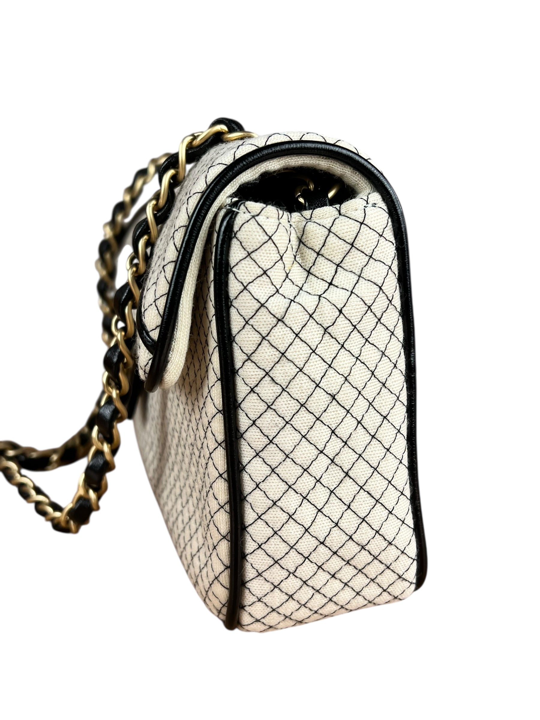 Chanel East West Beige Jersey Flap Bag 2002