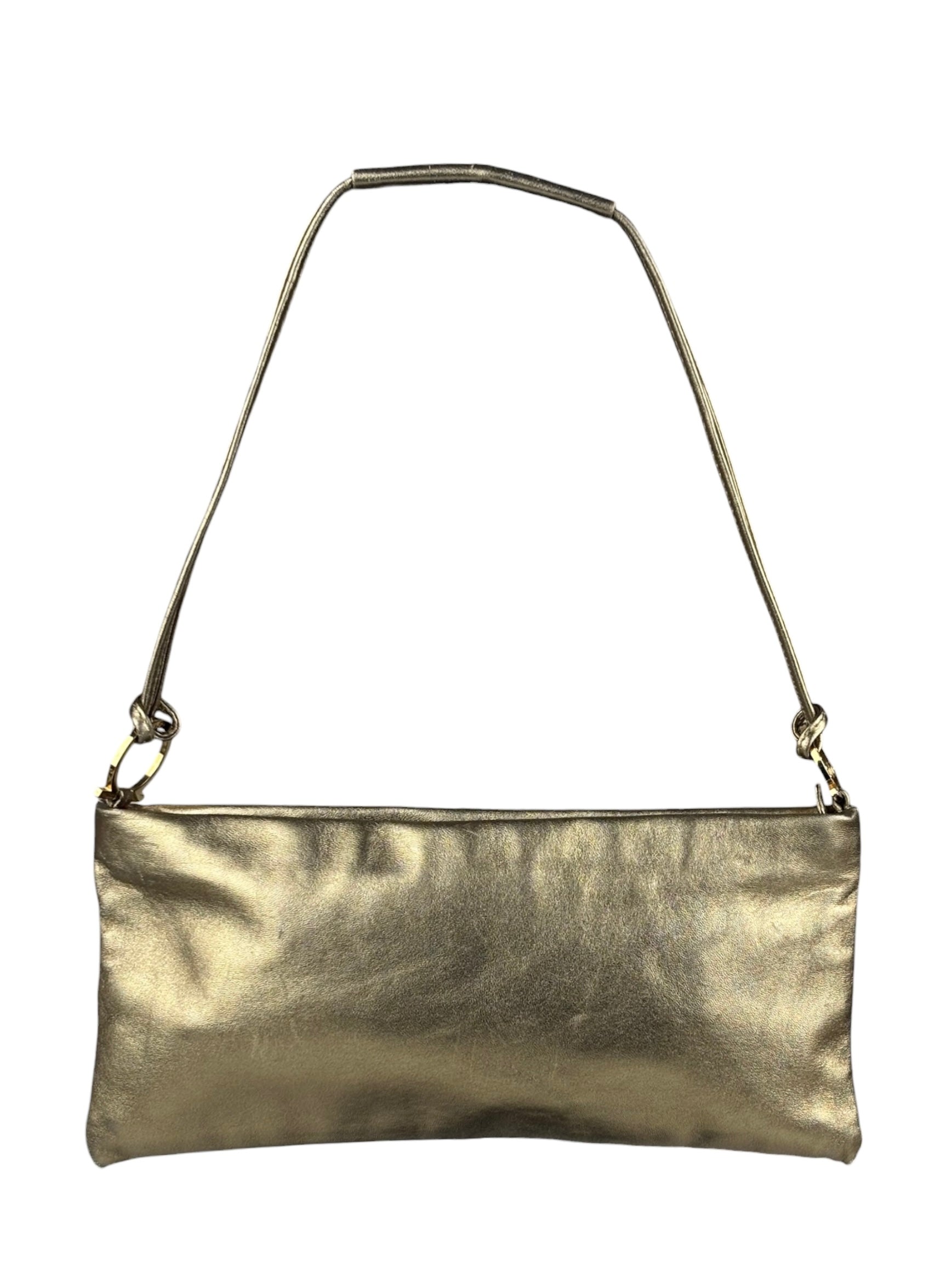 Salvatore Ferragamo Metallic Gold Gancini Shoulder Bag