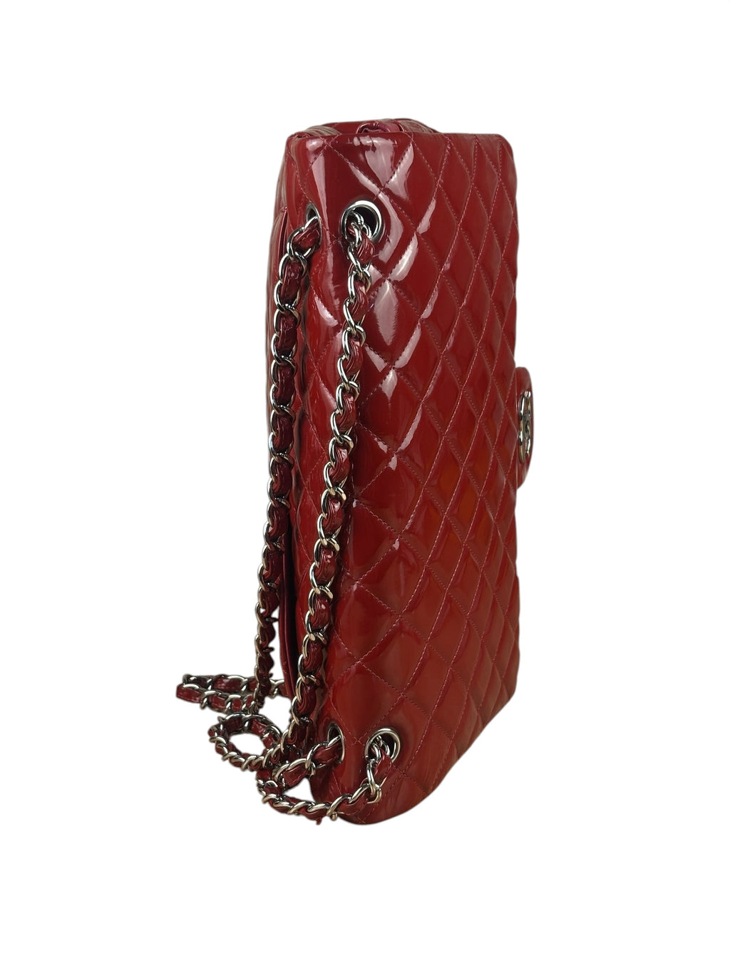 Chanel Red Patent Leather Jumbo Double Flap 2013