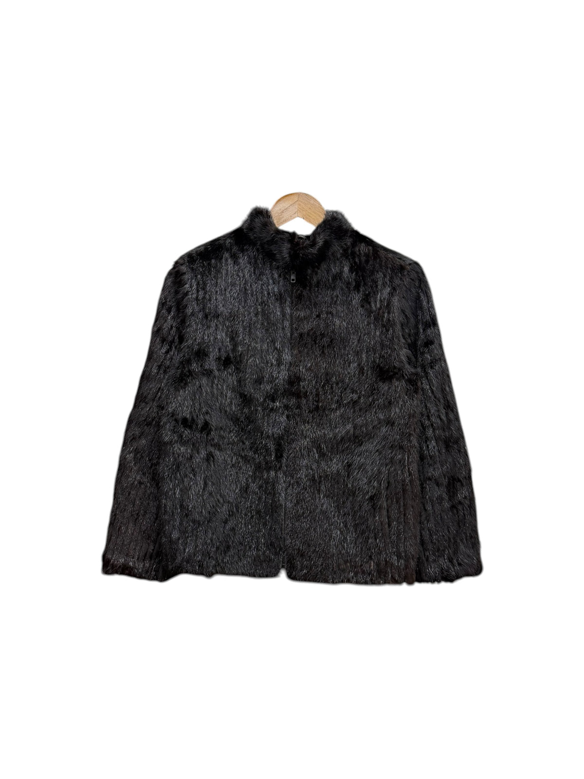 Vintage Saga Dark Brown Mink Zip-Up Striped Coat