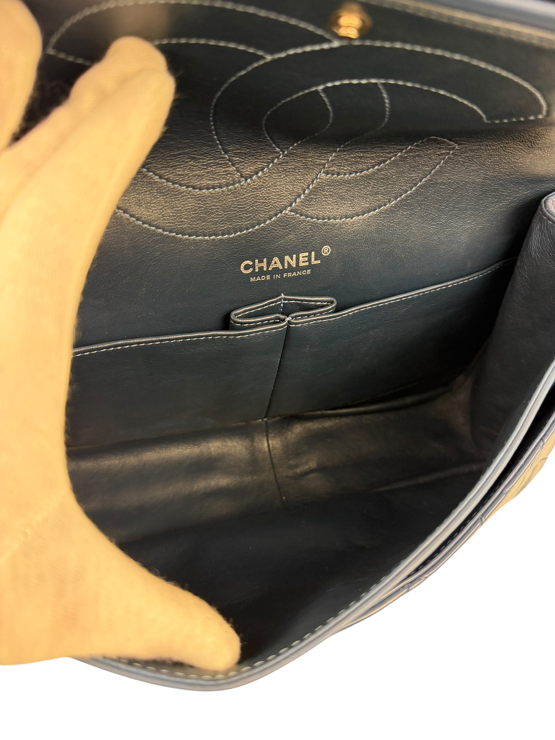 Chanel Blue Patent Quilted Jumbo Classic 2.55 Double Flap Bag 2011