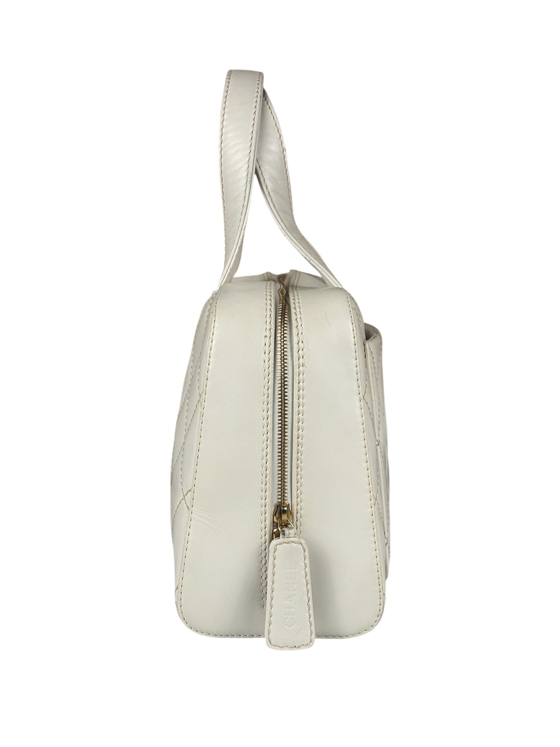 Chanel White CC Lambskin Wild Stitch Handbag 2003