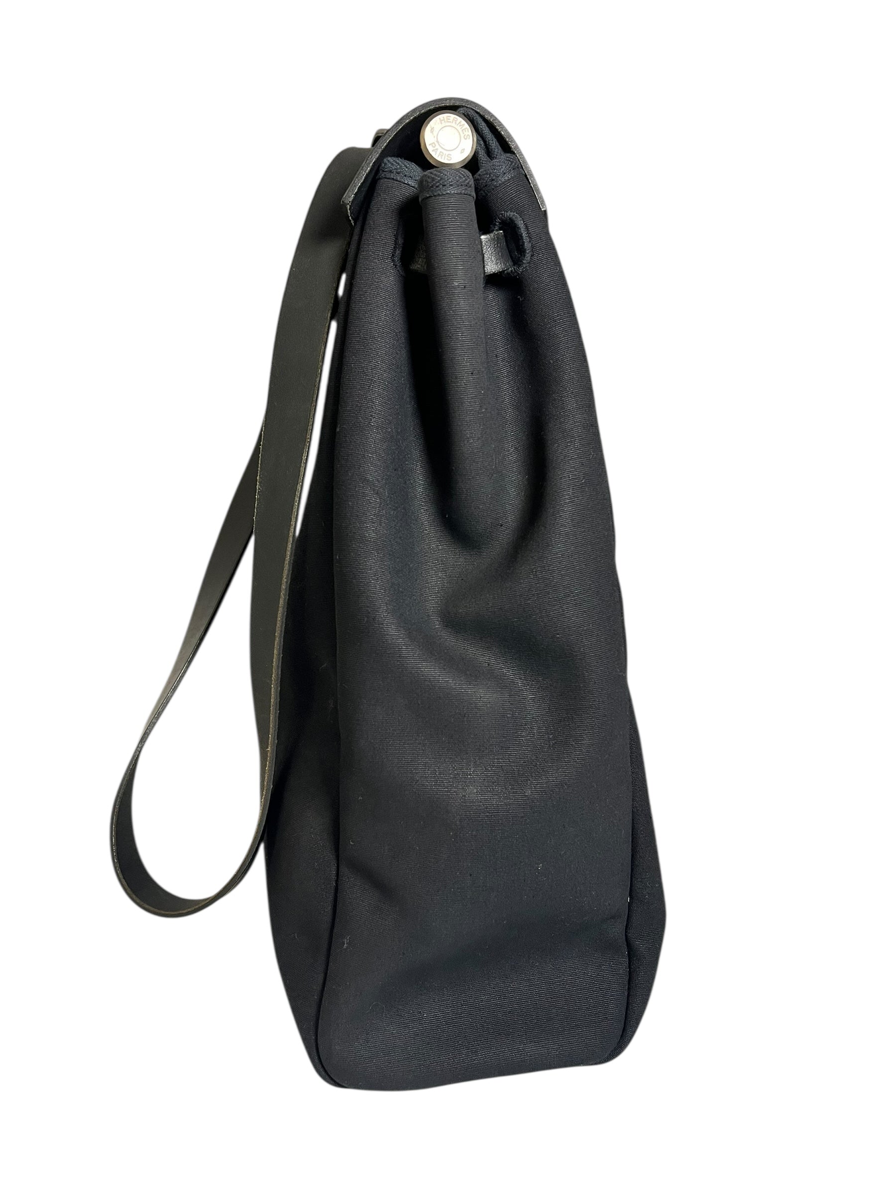 Hermes Black Toile Herbag 39 Handbag