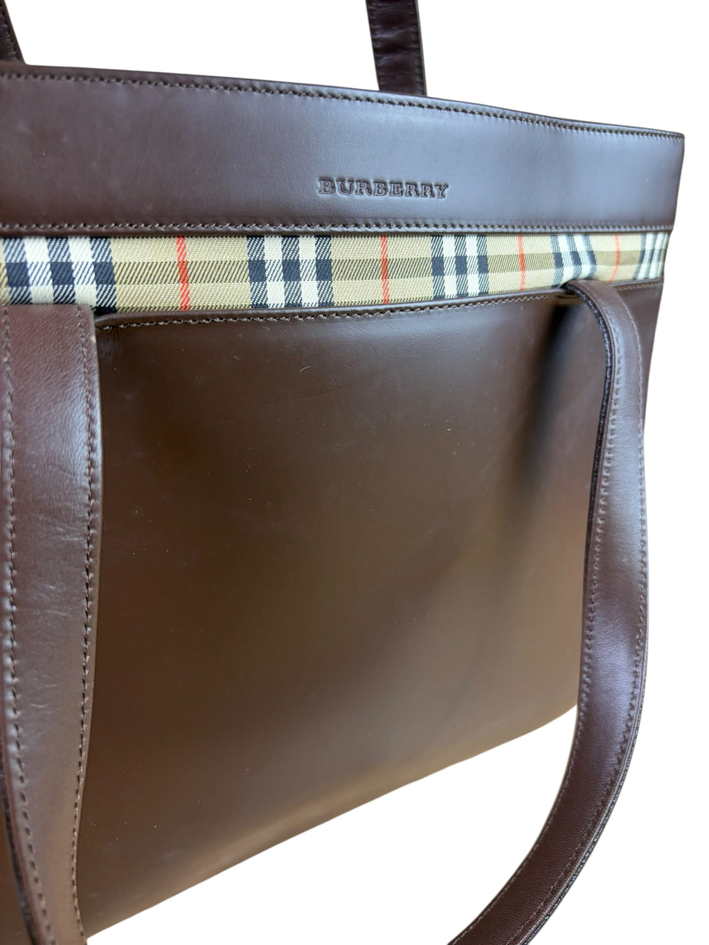Burberry Brown Leather House Check Tote