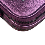 Coach Purple Metallic Studded Leather Zip Pouch