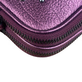 Coach Purple Metallic Studded Leather Zip Pouch