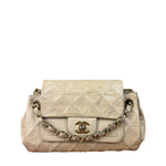 Chanel Beige Quilted Leather Accordion Double Flap Bag 2005