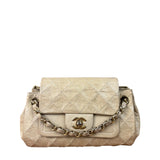 Chanel Beige Quilted Leather Accordion Double Flap Bag 2005