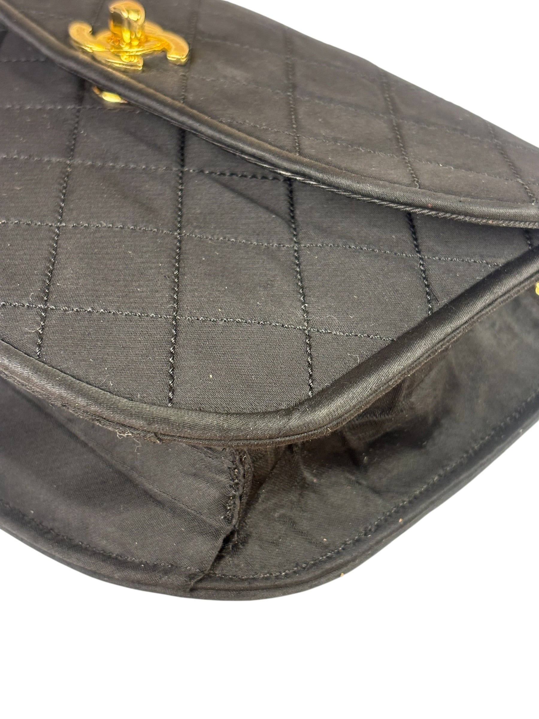 Chanel Black Quilted Satin Shoulder Bag
