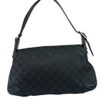 Gucci Black Leather Trim Horsebit GG Chain Shoulder Bag