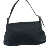 Gucci Black Leather Trim Horsebit GG Chain Shoulder Bag