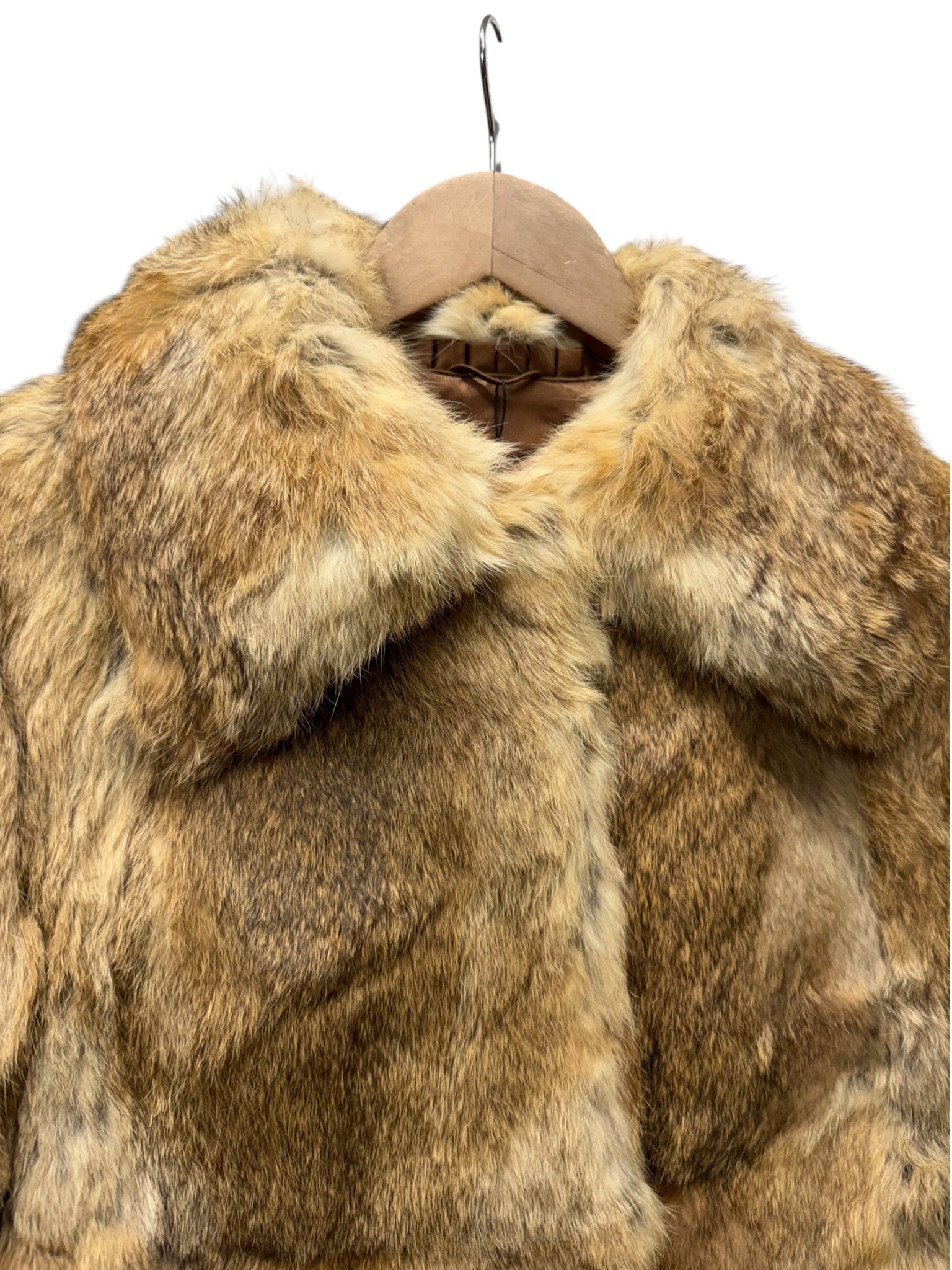 Vintage Brown/Ivory Rabbit Fur Coat