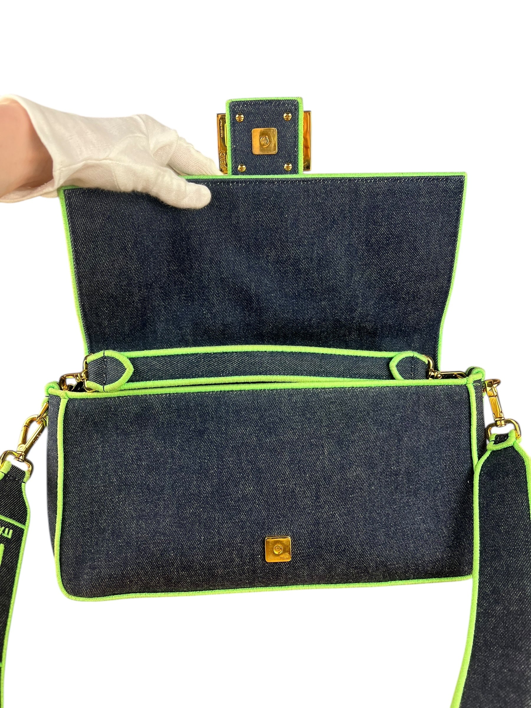 Fendi Denim Baguette NM 2Way Handbag