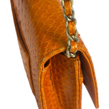 Chanel Orange Pythonskin Flap Wallet On Chain 2013