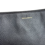 Dolce & Gabbana Black Pebbled Leather DJ Turntable Set Zip Pouch