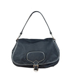 Damaged Prada Vintage Black Tessuto Nylon Leather Trim Saddle Flap Shoulder Bag