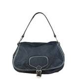 Damaged Prada Vintage Black Tessuto Nylon Leather Trim Saddle Flap Shoulder Bag