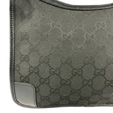 Gucci Black Canvas Leather Trim Shoulder Bag