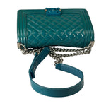 Chanel Teal Quilted Patent Leather Boy Flap Bag 2014