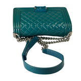 Chanel Teal Quilted Patent Leather Boy Flap Bag 2014