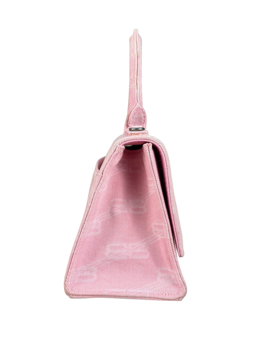 Balenciaga Pink Denim Small Hourglass 2Way Handbag