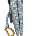 Christian Dior Blue/White Oblique Embroidered Saddle Bag