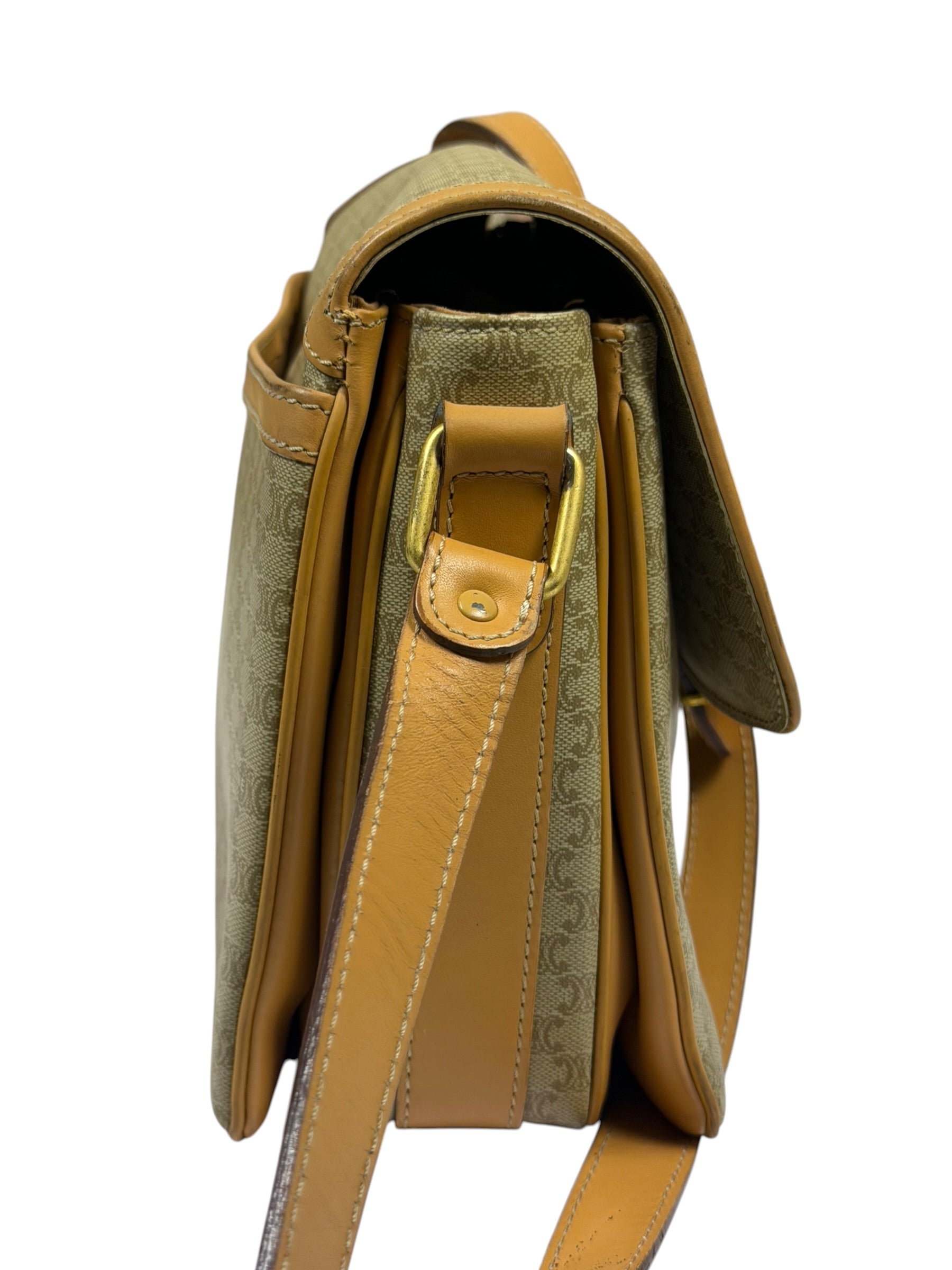 Celine Vintage Macadam Coated Canvas Crossbody Bag