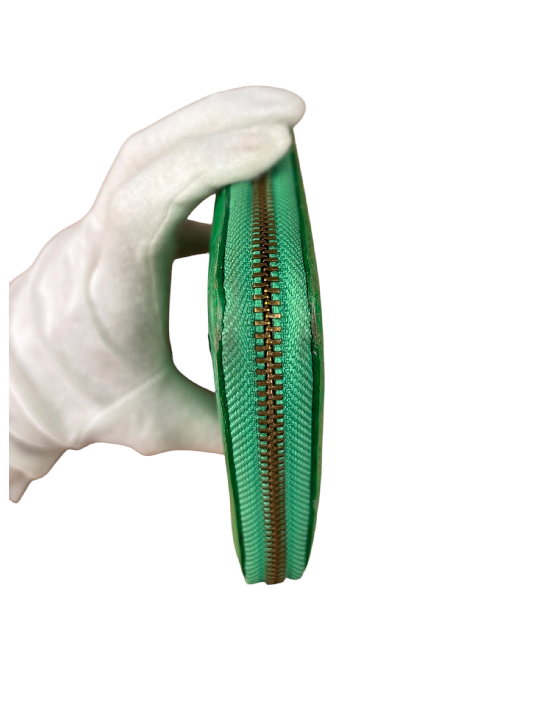 Comme Des Garcons Green Zip Around Wallet