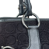 Salvatore Ferragamo Black Leather Trim Gancini Monogram Canvas Shoulder Bag