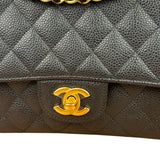 Chanel Black Quilted Leather Chain Double Leather Flap Bag 2012