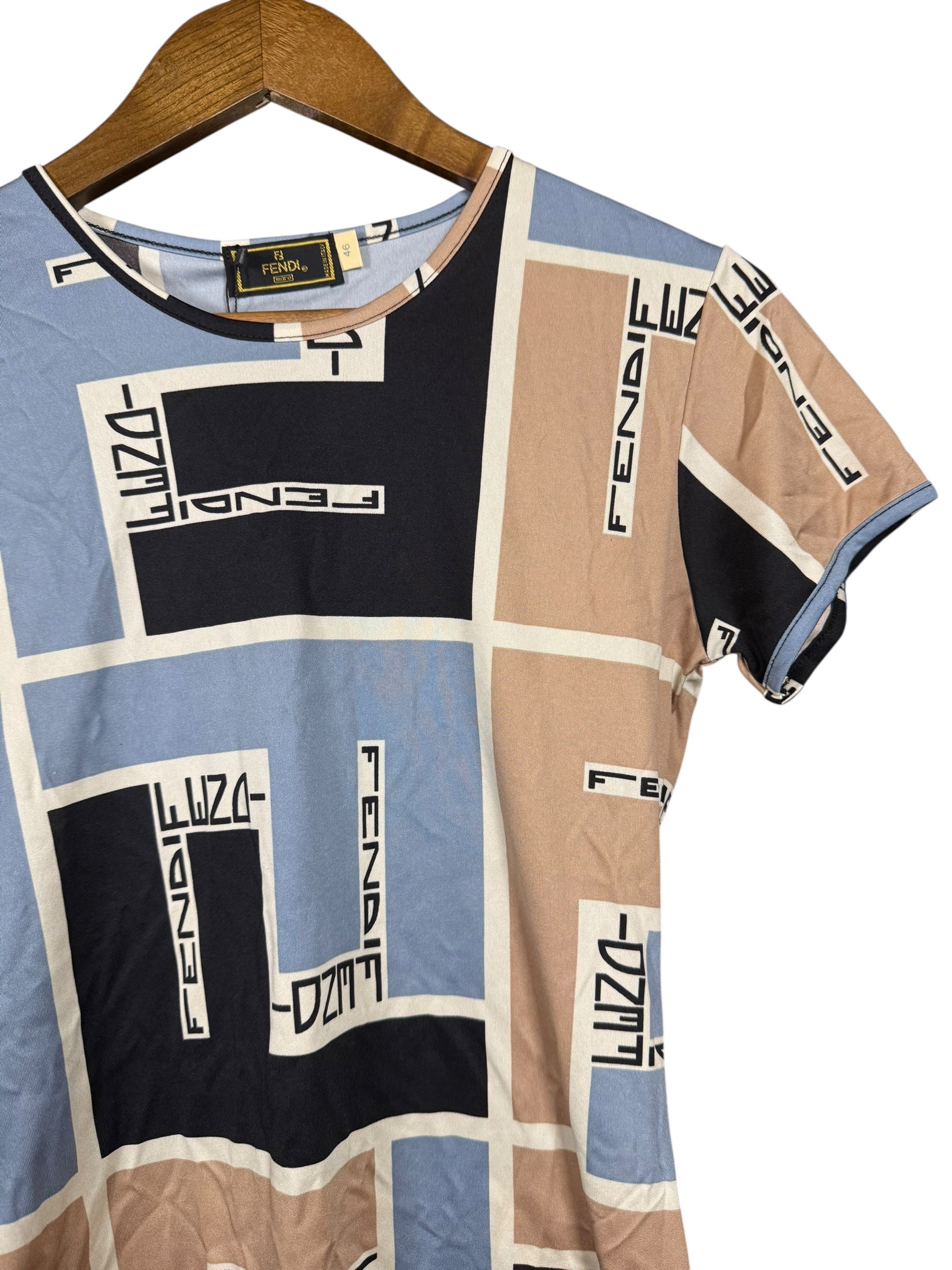 Fendi FF Logo Short Sleeve Top Blue