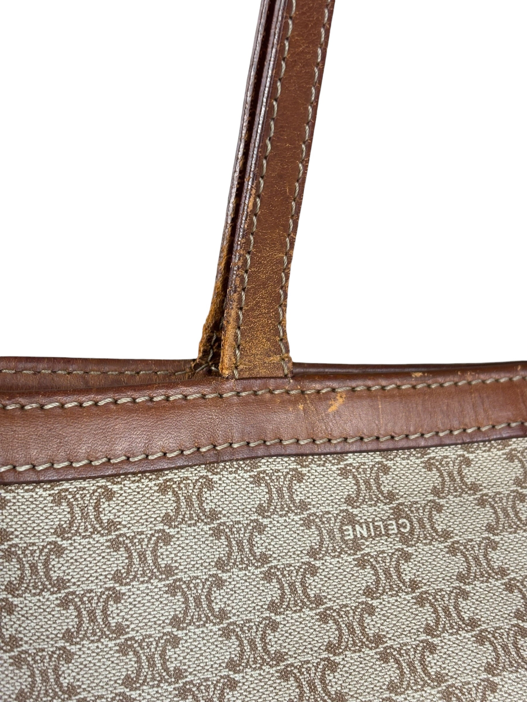 Celine Vintage Coated Canvas Macadam Shoulder Tote