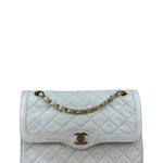 Chanel CC White Quilted Double Flap Bag 1988