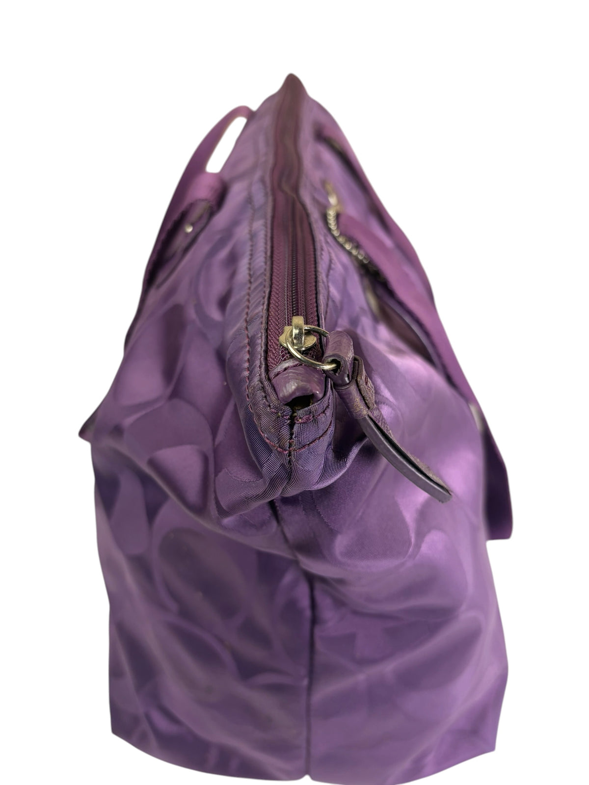 Coach Purple Nylon/Leather Trim Gateway Packable Weekender Tote