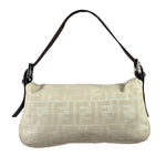 Fendi Vintage FF Ivory Canvas Baguette Shoulder Bag