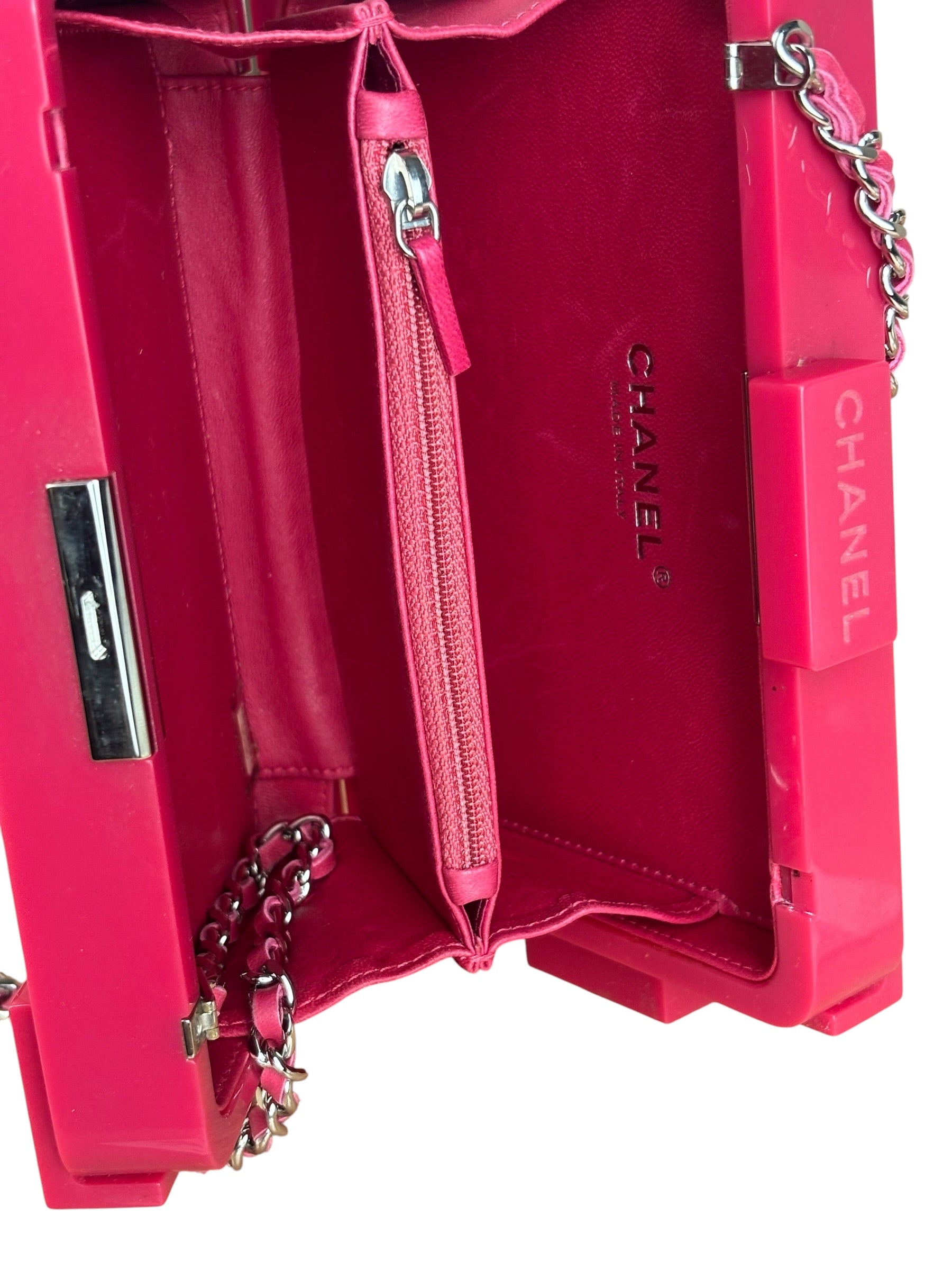 Chanel Rare Pink Plexi Brick Lego Clutch/Shoulder Bag 2014