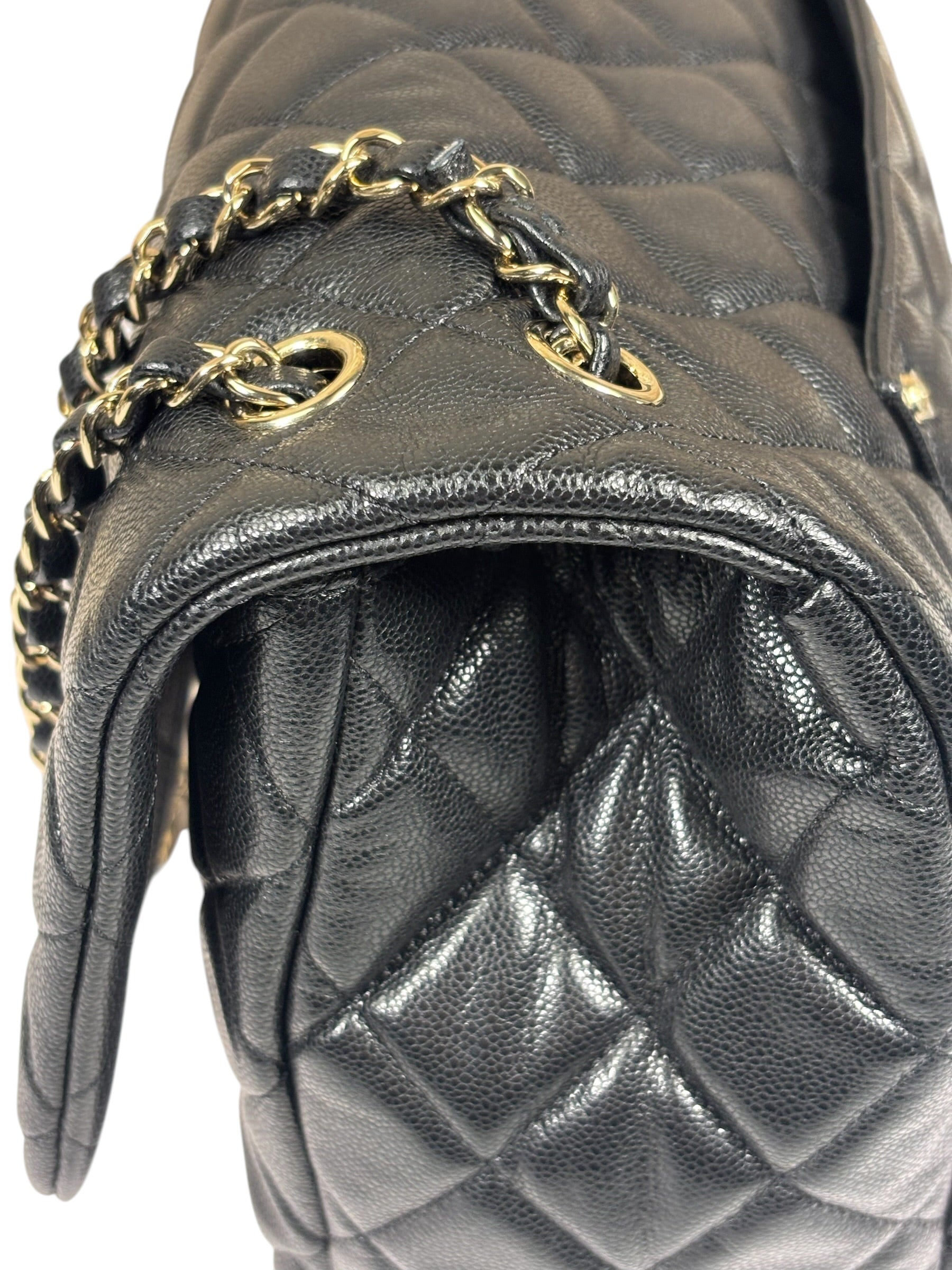 Chanel Black Quilted Caviar Jumbo Flap Bag 2021