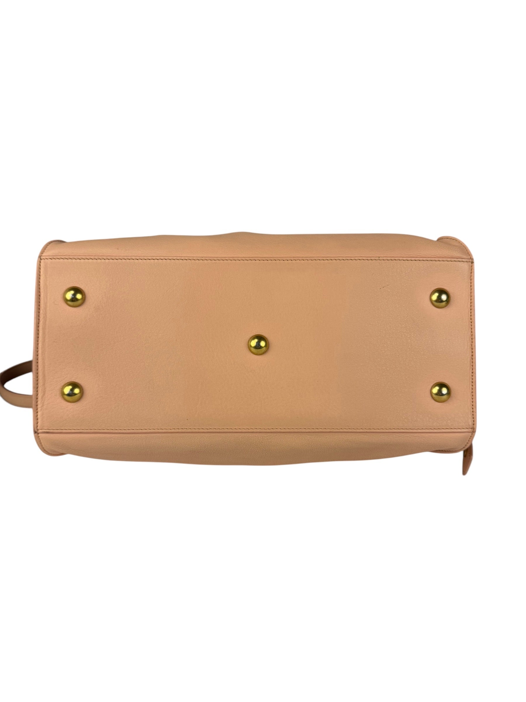 YSL Vintage Classic Y Cabas Peach Leather 2Way Handbag