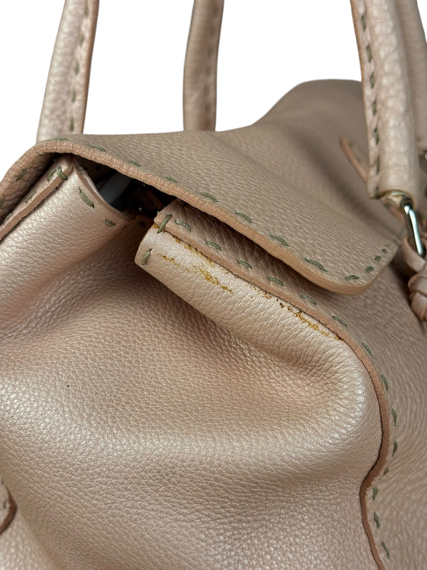Fendi Light Pink Metallic Vintage Selleria Stitch Lina Handbag