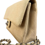 Chanel Vintage Beige Jersey Quilted Classic Flap Bag