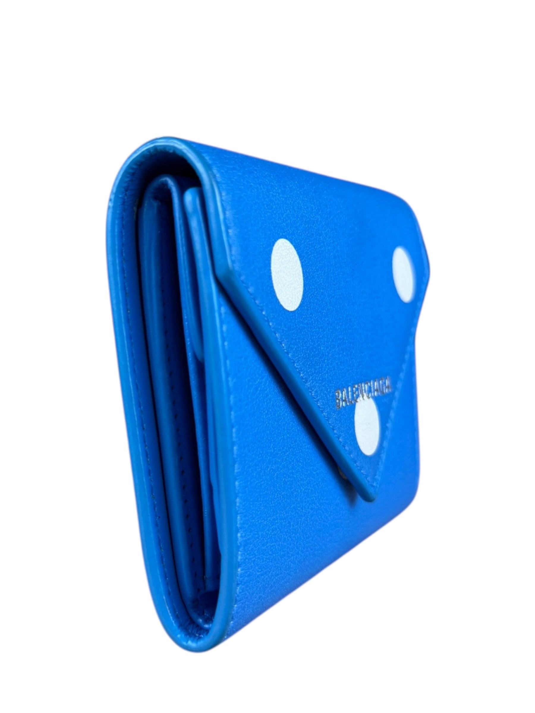 Balenciaga Blue Polka Dot Tri-Fold Wallet