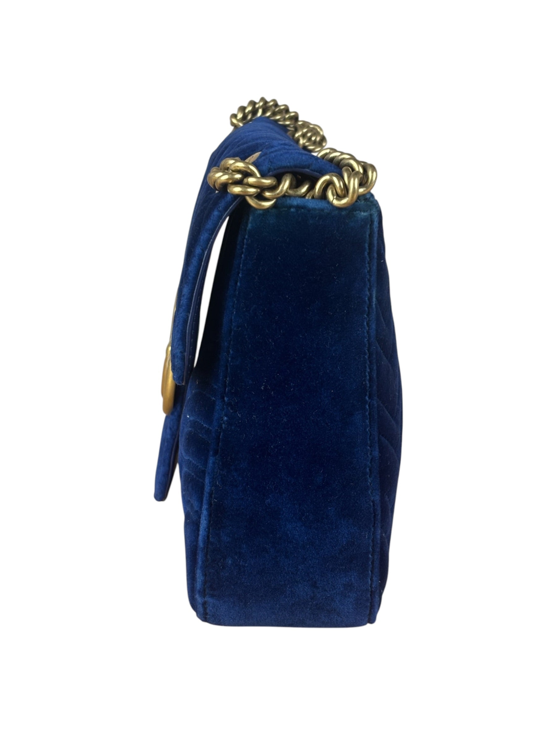 Gucci GG Blue Velvet Marmont Shoulder Bag