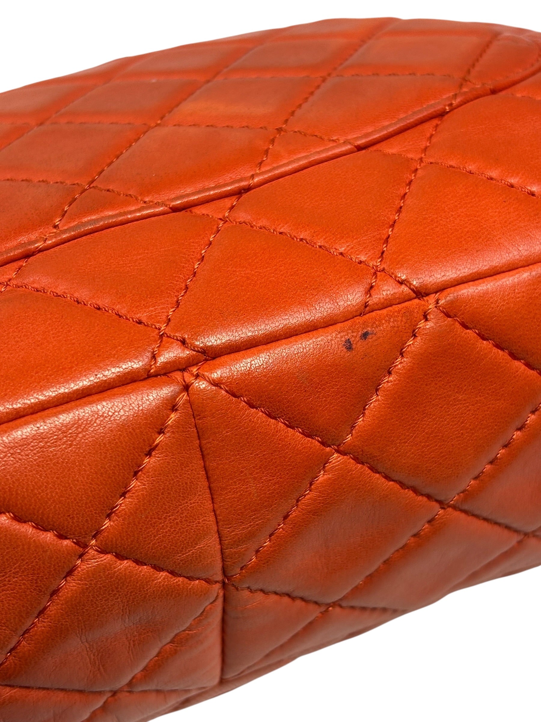 Chanel Orange Quilted Lambskin Flap Bag 2008