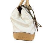 Prada Vintage White/Brown Top Handle Bag
