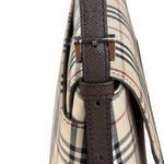 Burberry Vintage Leather Trim House Check Crossbody Flap Bag